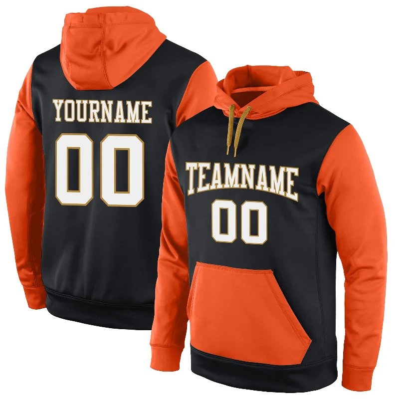 Quality Tailoring Custom Stitched Black White-Orange Sports Pullover Sweatshirt Hoodie Quality Tailoring Custom Stitched Black White-Orange Sports Pullover Sweatshirt Hoodie