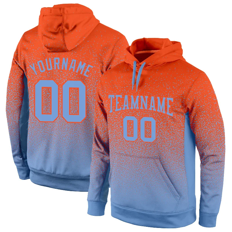 Breezy Comfort Custom Stitched Orange Light Blue Fade Fashion Sports Pullover Sweatshirt Hoodie Breezy Comfort Custom Stitched Orange Light Blue Fade Fashion Sports Pullover Sweatshirt Hoodie