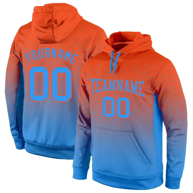 Cozy Apparel Custom Stitched Orange Powder Blue Fade Fashion Sports Pullover Sweatshirt Hoodie Cozy Apparel Custom Stitched Orange Powder Blue Fade Fashion Sports Pullover Sweatshirt Hoodie