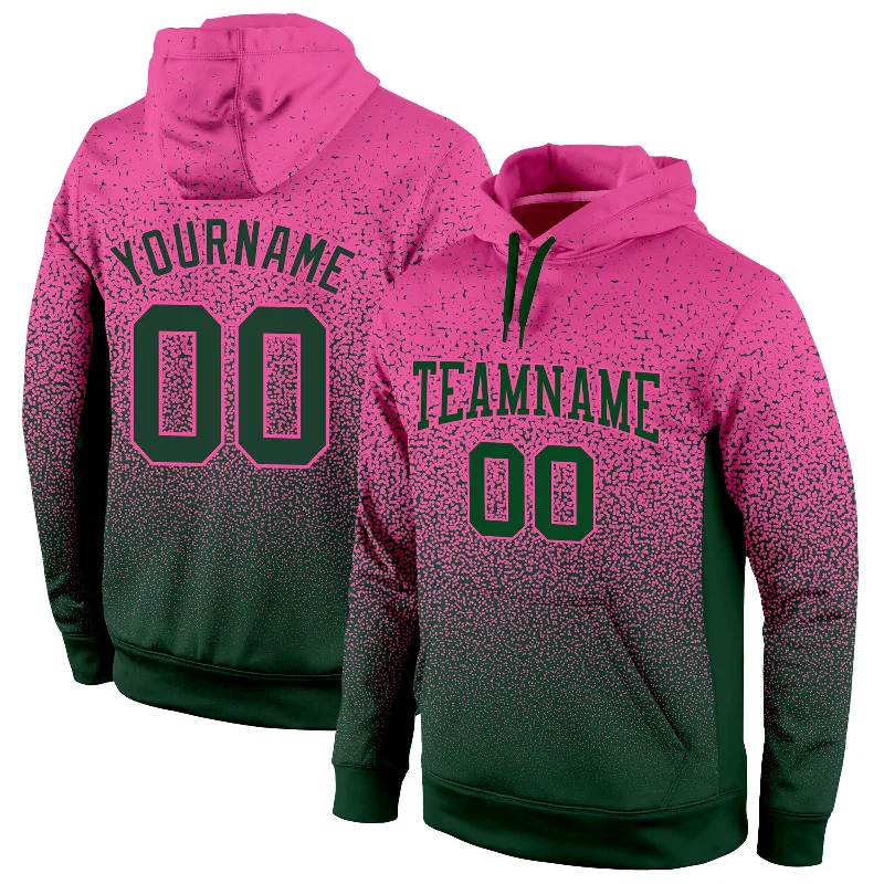 Soft Feel Custom Stitched Pink Green Fade Fashion Sports Pullover Sweatshirt Hoodie