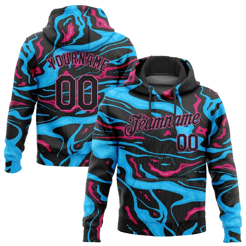 Soft Relaxation Wear Custom Stitched Light Blue Black-Pink 3D Pattern Design Sports Pullover Sweatshirt Hoodie Soft Relaxation Wear Custom Stitched Light Blue Black-Pink 3D Pattern Design Sports Pullover Sweatshirt Hoodie
