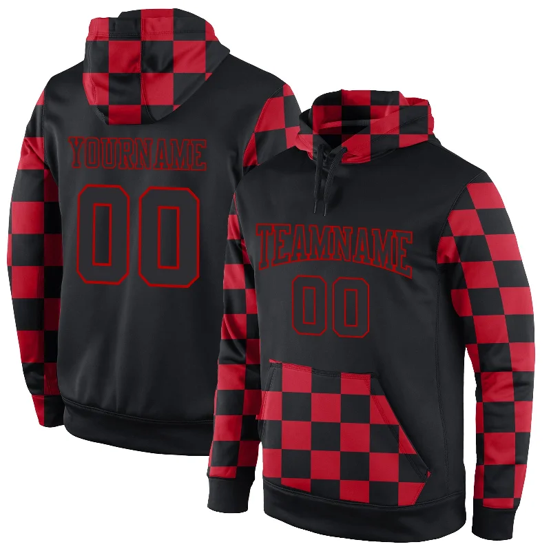 Classic Series Custom Stitched Black Black-Red Sports Pullover Sweatshirt Hoodie