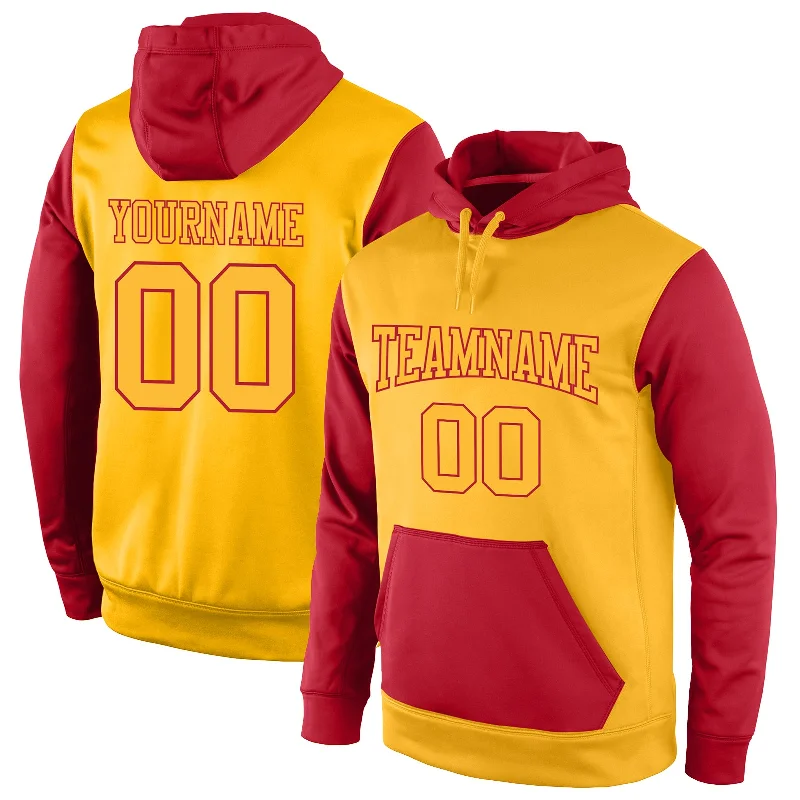 Classic Retro Custom Stitched Gold Gold-Red Sports Pullover Sweatshirt Hoodie