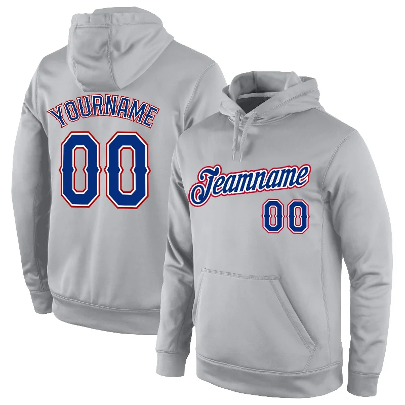 Urban Sense Custom Stitched Gray Royal-Red Sports Pullover Sweatshirt Hoodie