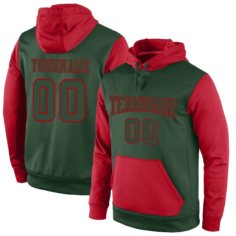 Versatile Itinerary Custom Stitched Green Green-Red Sports Pullover Sweatshirt Hoodie Versatile Itinerary Custom Stitched Green Green-Red Sports Pullover Sweatshirt Hoodie