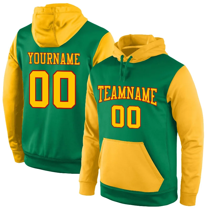 Luxury Customization Custom Stitched Kelly Green Gold-Red Sports Pullover Sweatshirt Hoodie Luxury Customization Custom Stitched Kelly Green Gold-Red Sports Pullover Sweatshirt Hoodie