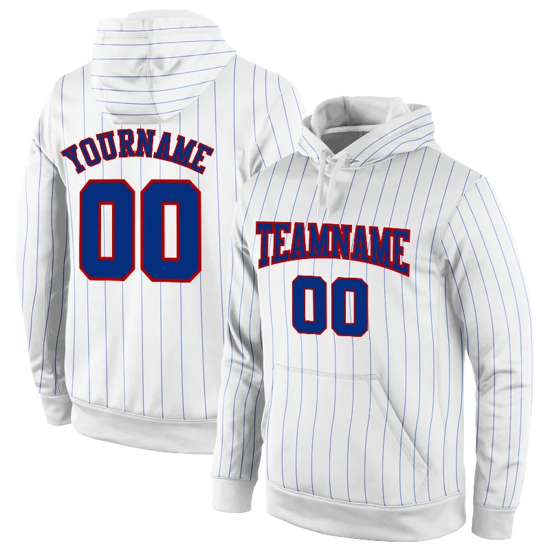 Exquisite Tailoring Custom Stitched White Royal Pinstripe Royal-Red Sports Pullover Sweatshirt Hoodie Exquisite Tailoring Custom Stitched White Royal Pinstripe Royal-Red Sports Pullover Sweatshirt Hoodie