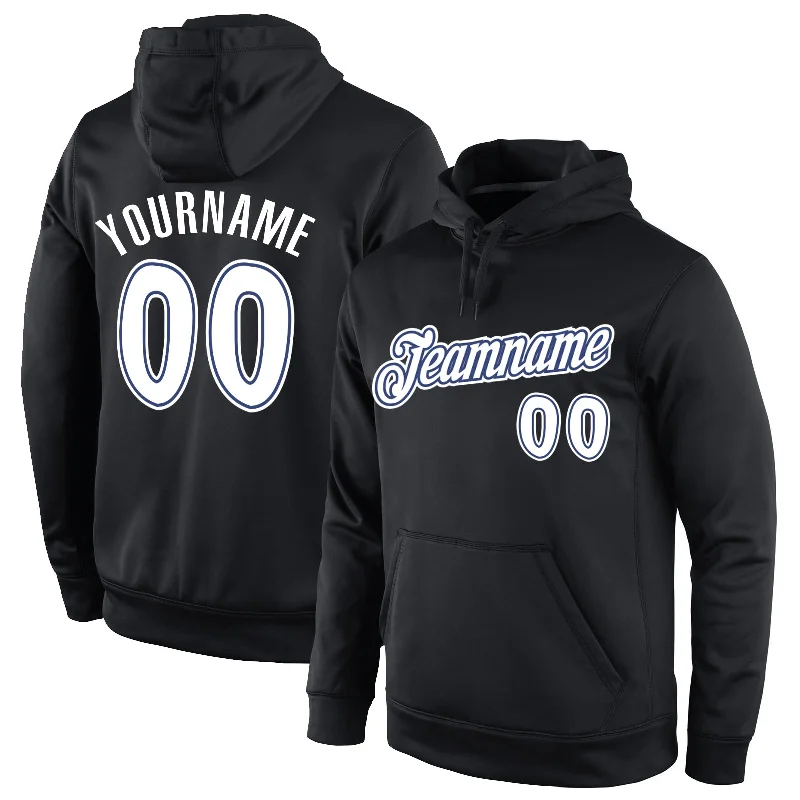 Sports And Leisure Custom Stitched Black White-Royal Sports Pullover Sweatshirt Hoodie Sports And Leisure Custom Stitched Black White-Royal Sports Pullover Sweatshirt Hoodie