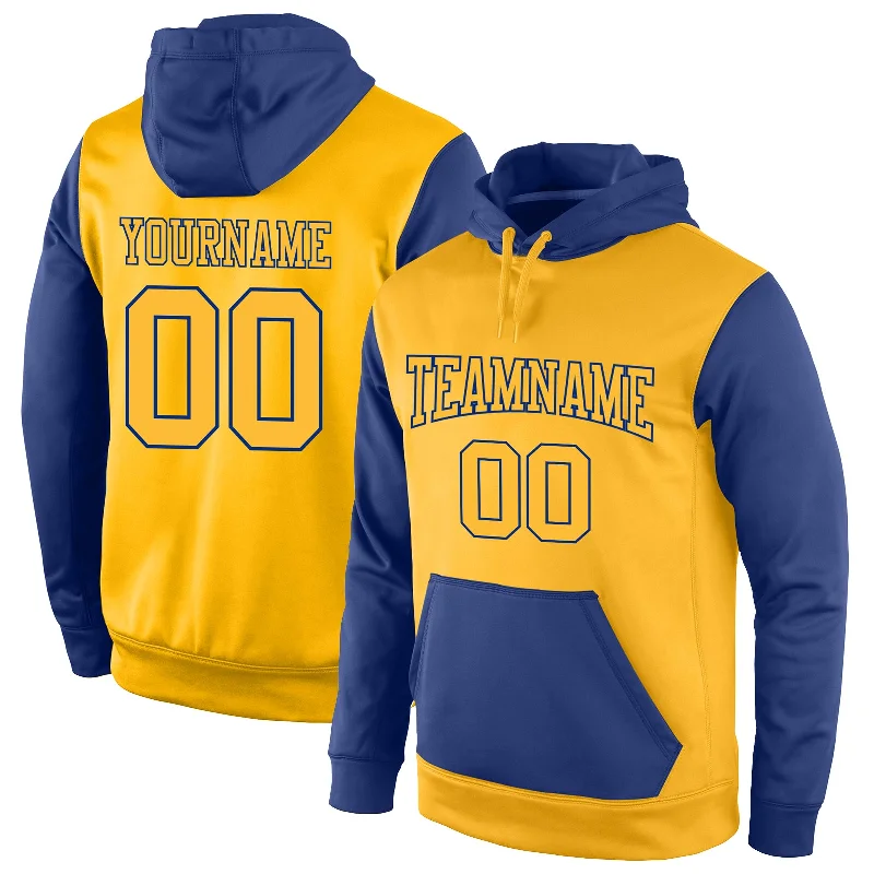 Avant-garde Design Custom Stitched Gold Gold-Royal Sports Pullover Sweatshirt Hoodie Avant-garde Design Custom Stitched Gold Gold-Royal Sports Pullover Sweatshirt Hoodie