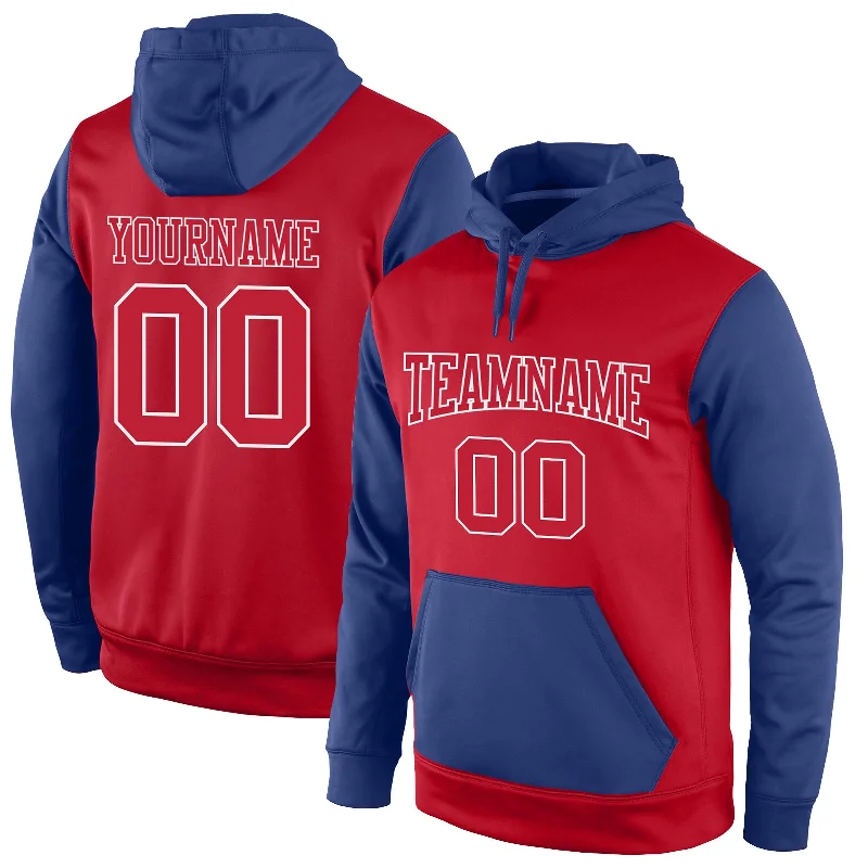 Personalized Design Custom Stitched Red Red-Royal Sports Pullover Sweatshirt Hoodie