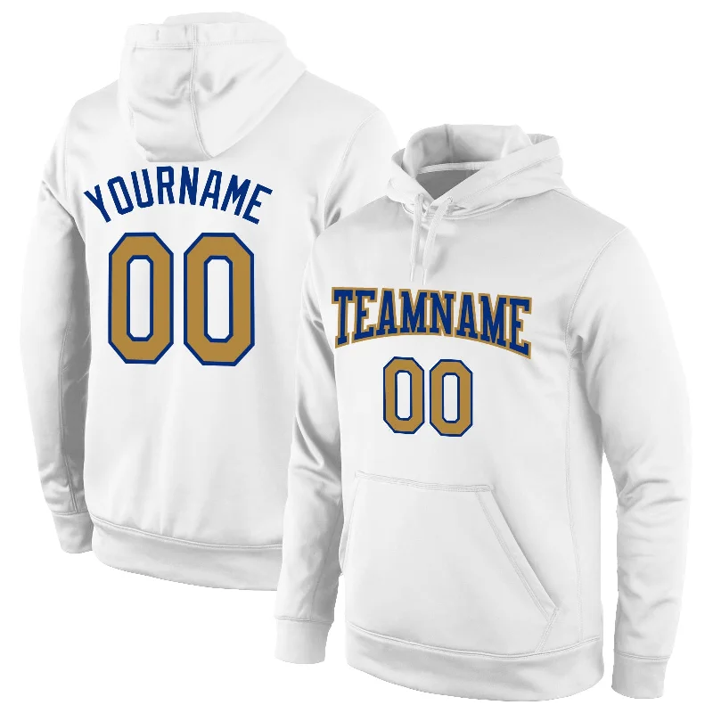 Sexy Fun Custom Stitched White Old Gold-Royal Sports Pullover Sweatshirt Hoodie
