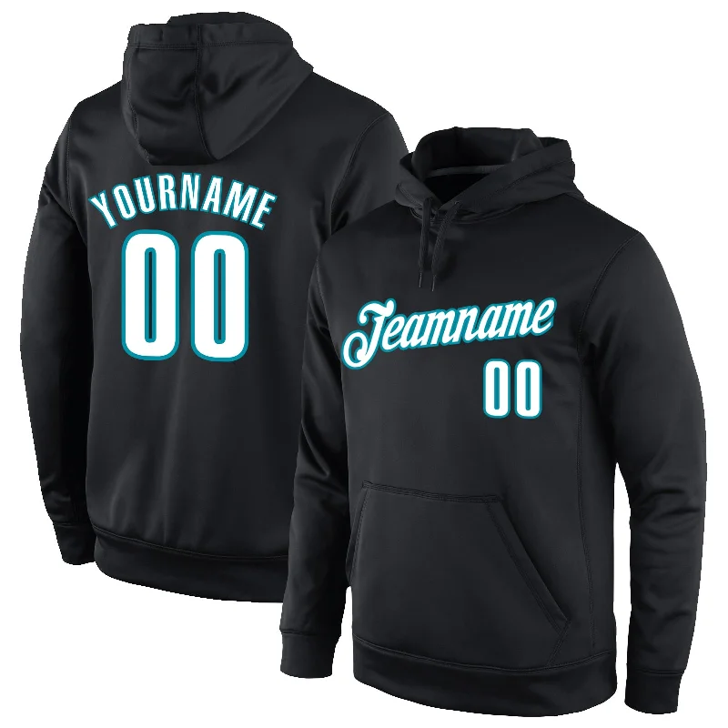 Youthful Street Fashion Custom Stitched Black White-Teal Sports Pullover Sweatshirt Hoodie Youthful Street Fashion Custom Stitched Black White-Teal Sports Pullover Sweatshirt Hoodie