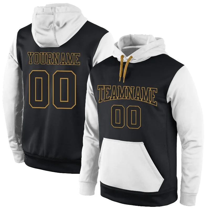 Youthful Style Custom Stitched Black Black-White Sports Pullover Sweatshirt Hoodie