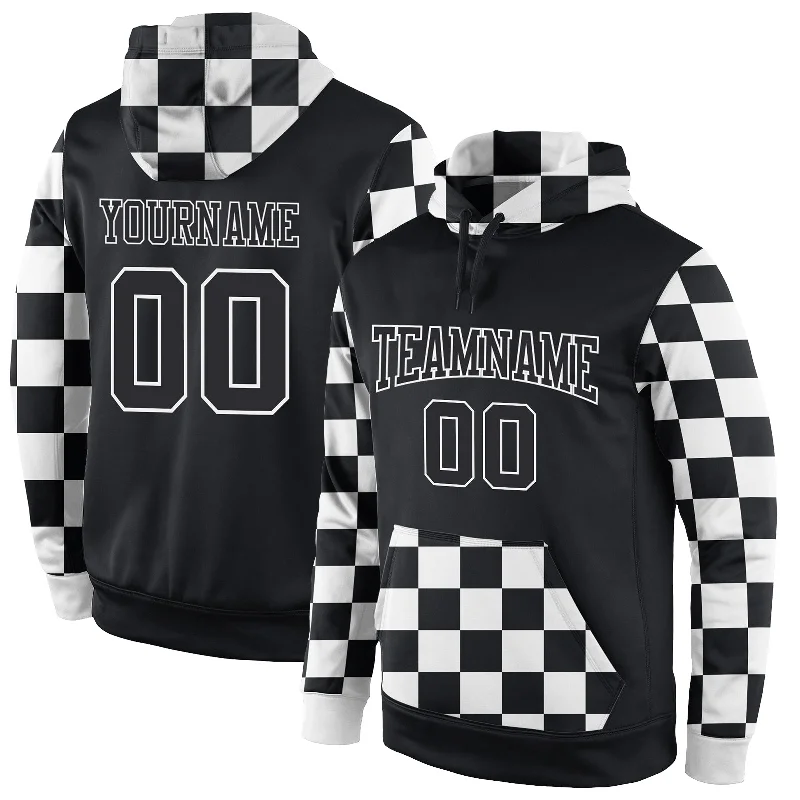 Street Fashion Custom Stitched Black Black-White Sports Pullover Sweatshirt Hoodie