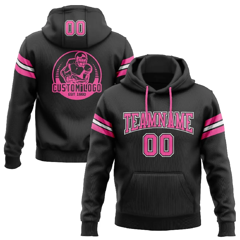Breathable Style Custom Stitched Black Pink-White Football Pullover Sweatshirt Hoodie Breathable Style Custom Stitched Black Pink-White Football Pullover Sweatshirt Hoodie