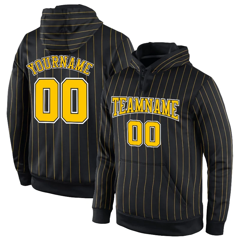 High Street Fashion Custom Stitched Black Gold Pinstripe Gold-White Sports Pullover Sweatshirt Hoodie High Street Fashion Custom Stitched Black Gold Pinstripe Gold-White Sports Pullover Sweatshirt Hoodie