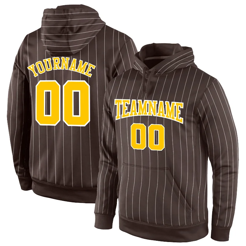 End Of The Year Custom Stitched Brown White Pinstripe Gold-White Sports Pullover Sweatshirt Hoodie End Of The Year Custom Stitched Brown White Pinstripe Gold-White Sports Pullover Sweatshirt Hoodie