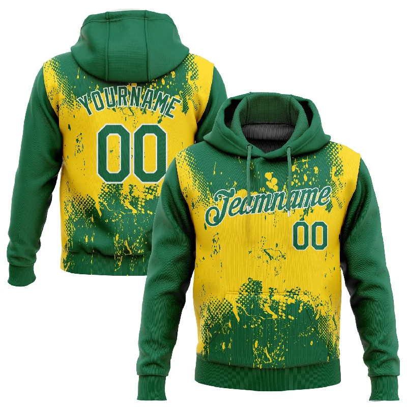 Nightclub Style Custom Stitched Gold Kelly Green-White 3D Pattern Design Sports Pullover Sweatshirt Hoodie Nightclub Style Custom Stitched Gold Kelly Green-White 3D Pattern Design Sports Pullover Sweatshirt Hoodie