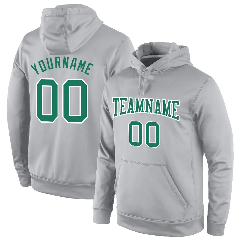 Elegant Temperament Custom Stitched Gray Kelly Green-White Sports Pullover Sweatshirt Hoodie Elegant Temperament Custom Stitched Gray Kelly Green-White Sports Pullover Sweatshirt Hoodie