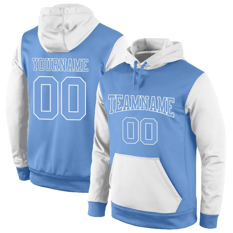 Versatile Items Custom Stitched Light Blue Light Blue-White Sports Pullover Sweatshirt Hoodie Versatile Items Custom Stitched Light Blue Light Blue-White Sports Pullover Sweatshirt Hoodie