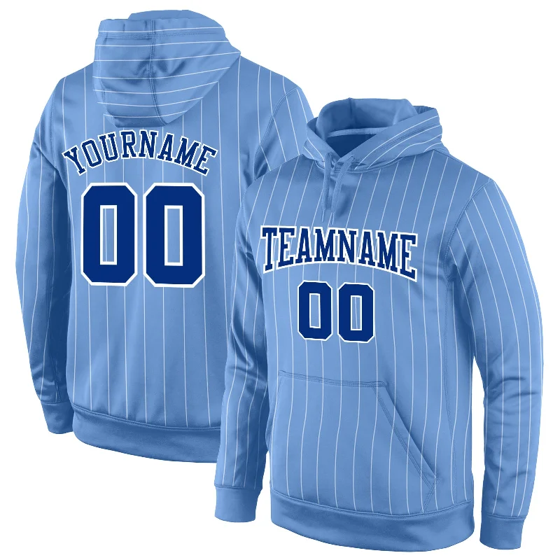 Minimal Style Custom Stitched Light Blue White Pinstripe Royal-White Sports Pullover Sweatshirt Hoodie Minimal Style Custom Stitched Light Blue White Pinstripe Royal-White Sports Pullover Sweatshirt Hoodie