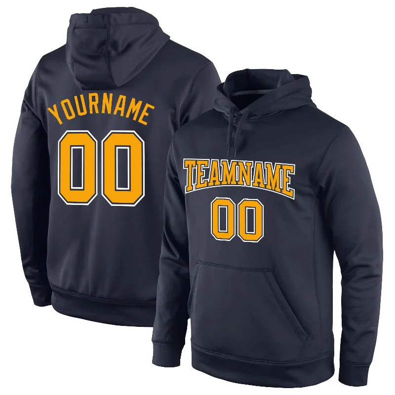 Warm And Comfortable Custom Stitched Navy Gold-White Sports Pullover Sweatshirt Hoodie Warm And Comfortable Custom Stitched Navy Gold-White Sports Pullover Sweatshirt Hoodie