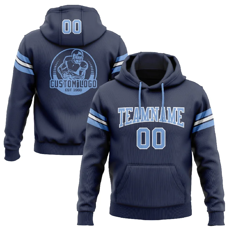 Soft Clothing Custom Stitched Navy Light Blue-White Football Pullover Sweatshirt Hoodie Soft Clothing Custom Stitched Navy Light Blue-White Football Pullover Sweatshirt Hoodie
