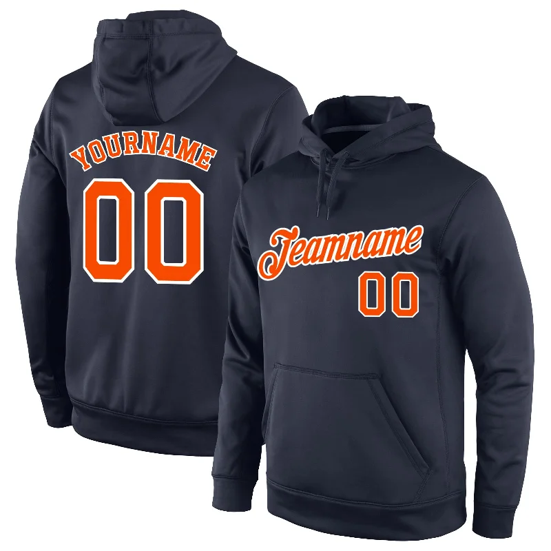 Feminine Charm Custom Stitched Navy Orange-White Sports Pullover Sweatshirt Hoodie