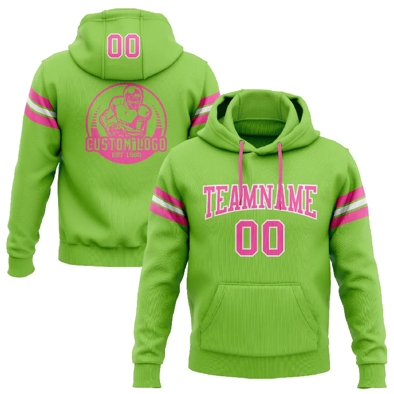 Comfy Chic Custom Stitched Neon Green Pink-White Football Pullover Sweatshirt Hoodie Comfy Chic Custom Stitched Neon Green Pink-White Football Pullover Sweatshirt Hoodie