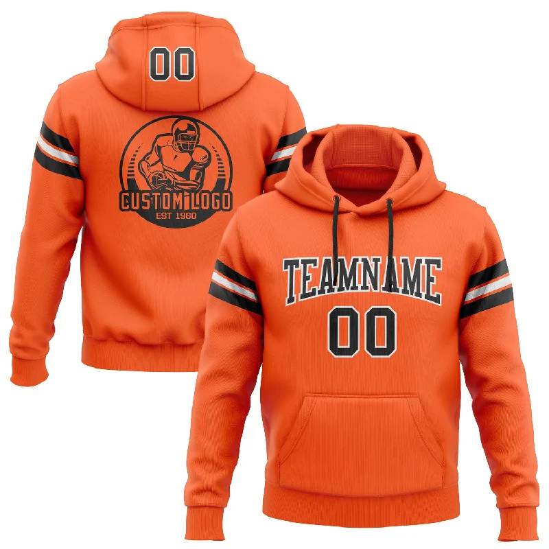 Chic Outfits Custom Stitched Orange Black-White Football Pullover Sweatshirt Hoodie