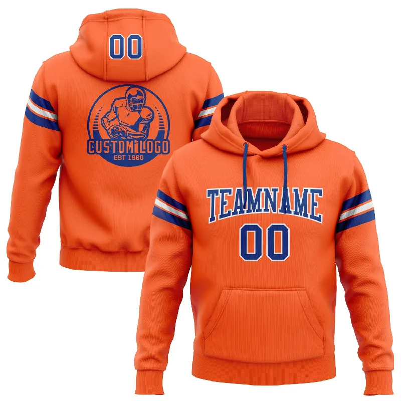 Cozy Sweaters Custom Stitched Orange Royal-White Football Pullover Sweatshirt Hoodie Cozy Sweaters Custom Stitched Orange Royal-White Football Pullover Sweatshirt Hoodie