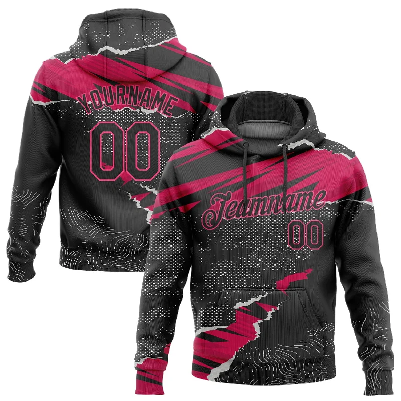 Chic Comfort Wear Custom Stitched Black Pink-White 3D Pattern Design Torn Paper Style Sports Pullover Sweatshirt Hoodie Chic Comfort Wear Custom Stitched Black Pink-White 3D Pattern Design Torn Paper Style Sports Pullover Sweatshirt Hoodie