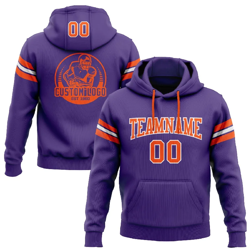 Smart Casuals Custom Stitched Purple Orange-White Football Pullover Sweatshirt Hoodie Smart Casuals Custom Stitched Purple Orange-White Football Pullover Sweatshirt Hoodie