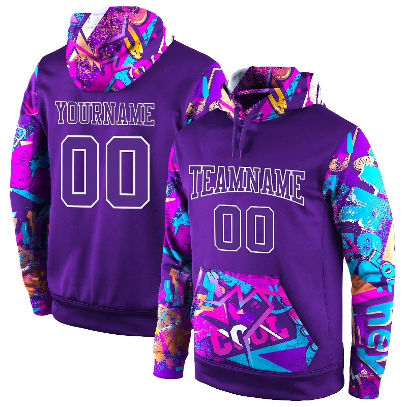 Design Trend Custom Stitched Purple Purple-White 3D Pattern Design Sports Pullover Sweatshirt Hoodie Design Trend Custom Stitched Purple Purple-White 3D Pattern Design Sports Pullover Sweatshirt Hoodie