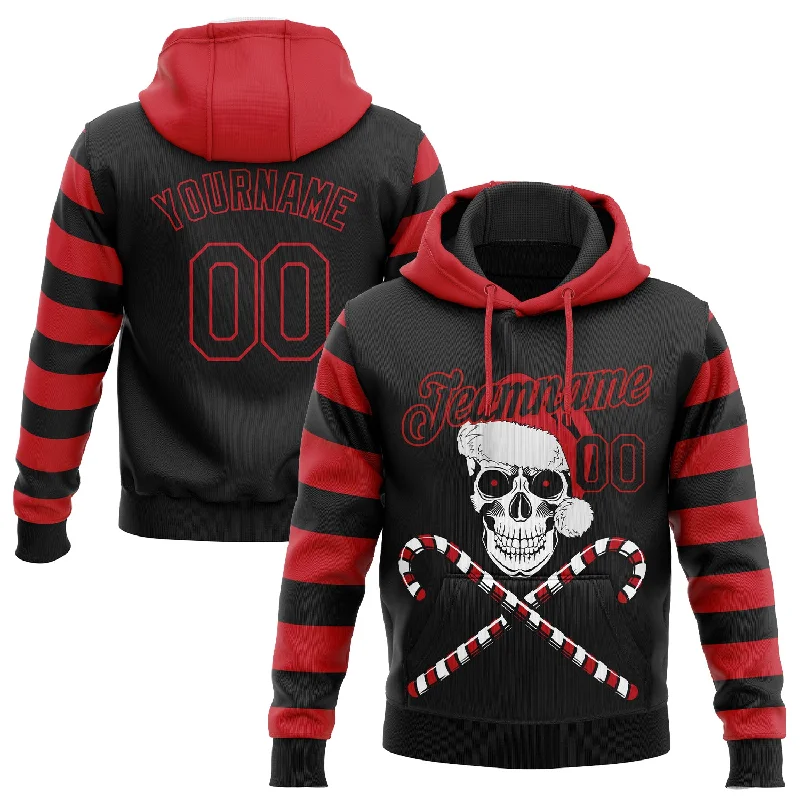 Comfortable Sweaters Custom Stitched Red Black-White 3D Skulls And Christmas Santa's Hat Sports Pullover Sweatshirt Hoodie Comfortable Sweaters Custom Stitched Red Black-White 3D Skulls And Christmas Santa's Hat Sports Pullover Sweatshirt Hoodie