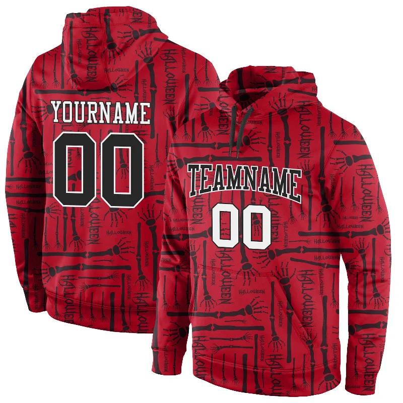 Sports Fashion Custom Stitched Red Black-White 3D Pattern Halloween Sports Pullover Sweatshirt Hoodie Sports Fashion Custom Stitched Red Black-White 3D Pattern Halloween Sports Pullover Sweatshirt Hoodie