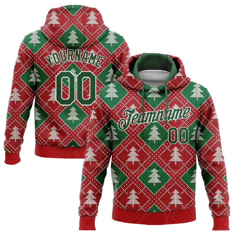 Comfortable Fitwear Custom Stitched Red Green-White 3D Christmas Trees Sports Pullover Sweatshirt Hoodie Comfortable Fitwear Custom Stitched Red Green-White 3D Christmas Trees Sports Pullover Sweatshirt Hoodie