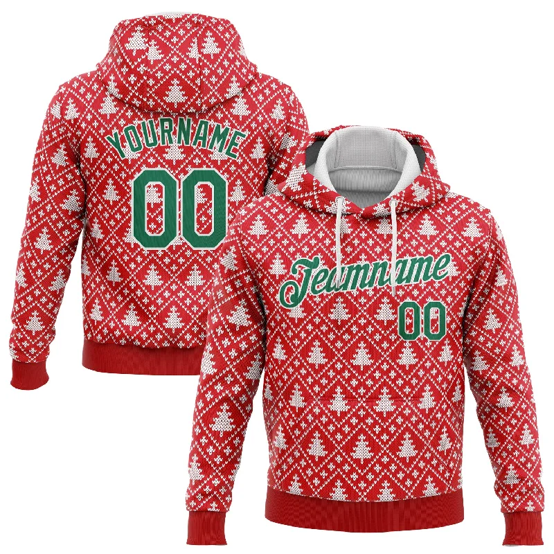 Casual Comfort Wear Custom Stitched Red Kelly Green-White 3D Christmas Trees Sports Pullover Sweatshirt Hoodie Casual Comfort Wear Custom Stitched Red Kelly Green-White 3D Christmas Trees Sports Pullover Sweatshirt Hoodie