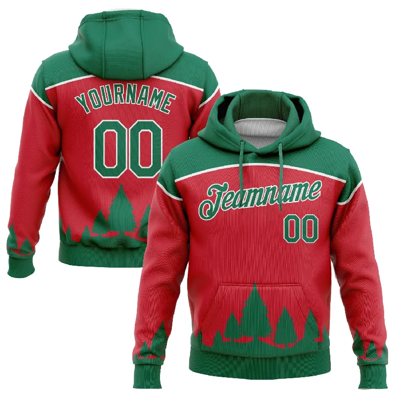 Comfortable Tops Custom Stitched Red Kelly Green-White 3D Christmas Trees Sports Pullover Sweatshirt Hoodie Comfortable Tops Custom Stitched Red Kelly Green-White 3D Christmas Trees Sports Pullover Sweatshirt Hoodie