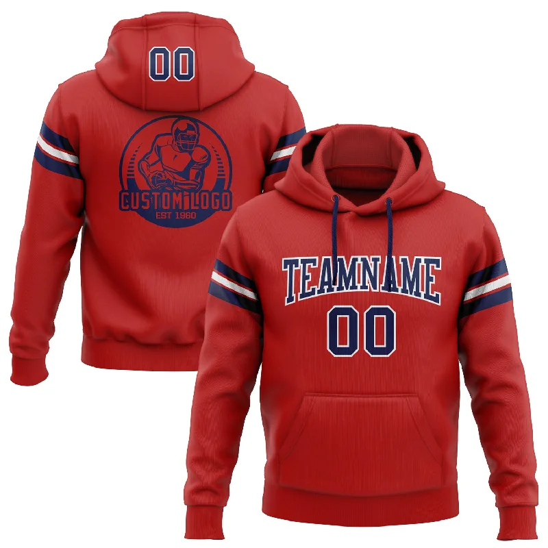 Comfortable Jackets Custom Stitched Red Navy-White Football Pullover Sweatshirt Hoodie Comfortable Jackets Custom Stitched Red Navy-White Football Pullover Sweatshirt Hoodie