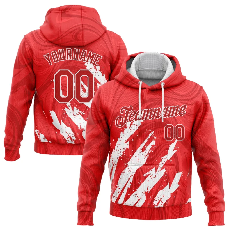 Noble Temperament Custom Stitched Red Red-White 3D Pattern Design Sports Pullover Sweatshirt Hoodie Noble Temperament Custom Stitched Red Red-White 3D Pattern Design Sports Pullover Sweatshirt Hoodie