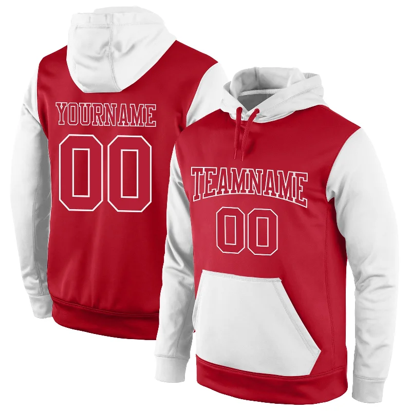 Lazy Home Custom Stitched Red Red-White Sports Pullover Sweatshirt Hoodie