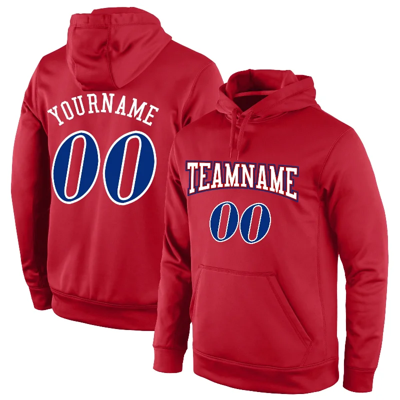 Noble And Elegant Custom Stitched Red Royal-White Sports Pullover Sweatshirt Hoodie