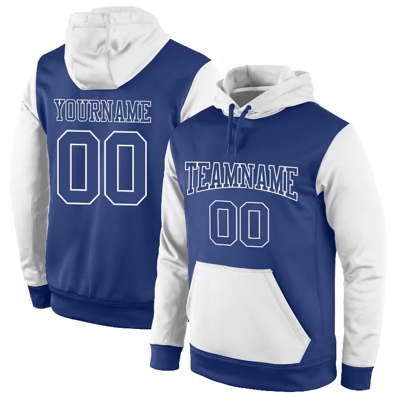 High Street Style Custom Stitched Royal Royal-White Sports Pullover Sweatshirt Hoodie High Street Style Custom Stitched Royal Royal-White Sports Pullover Sweatshirt Hoodie