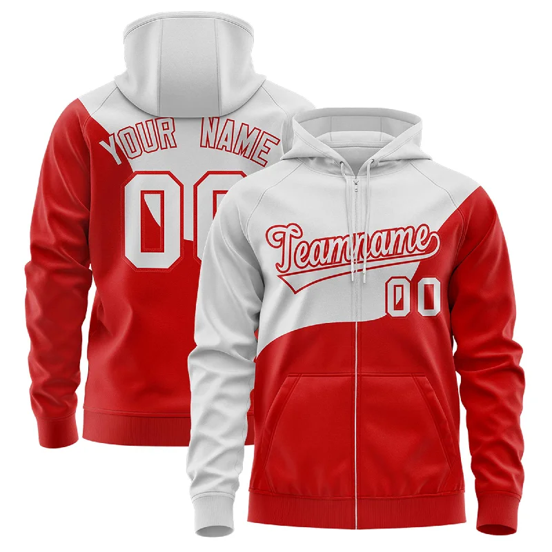 Party Wear Custom Gray Red Color Block Varsity Full-Zip Letterman Wave Hoodie Jacket Party Wear Custom Gray Red Color Block Varsity Full-Zip Letterman Wave Hoodie Jacket