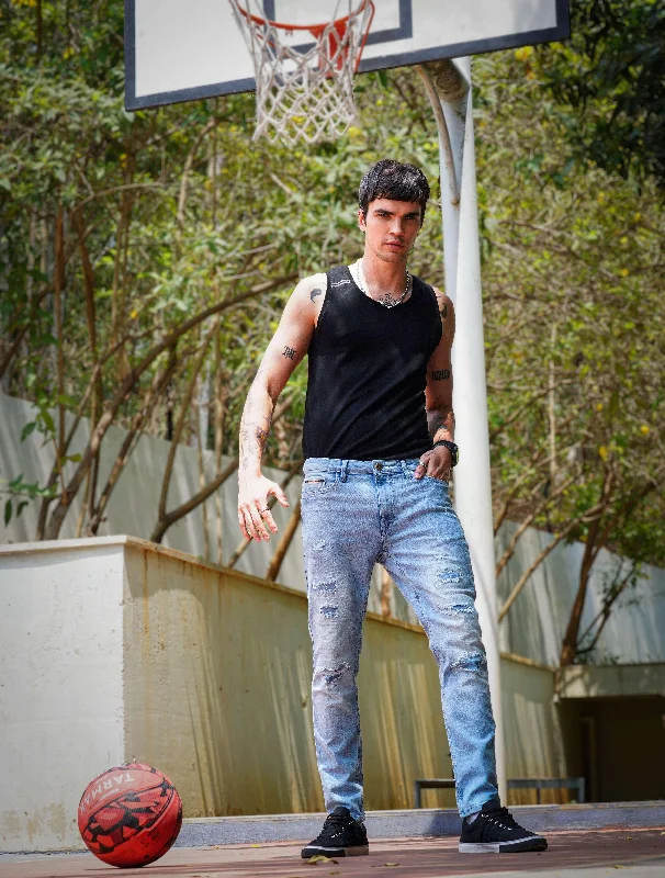 Simple Solid Color Men's Skinny Jeans