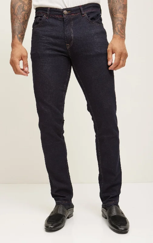 Inseam Stitch Everyday Wear Jeans - Dark Blue