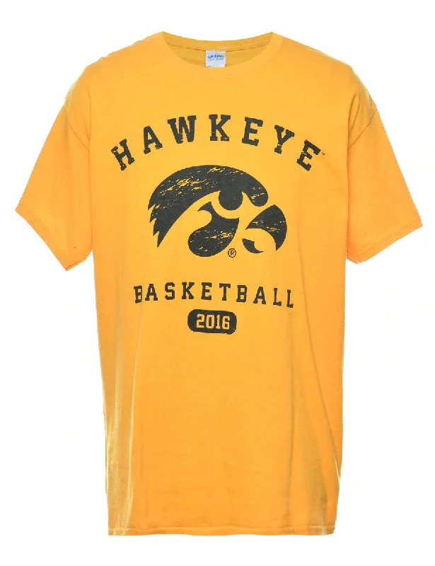 British Style Hawkeye Basketball Printed T-shirt - L