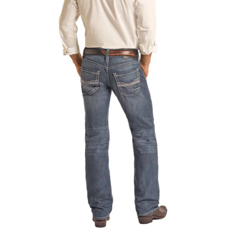Fashion Design Rock & Roll Men's 2 Tone Pistol Dark Vintage Jeans
