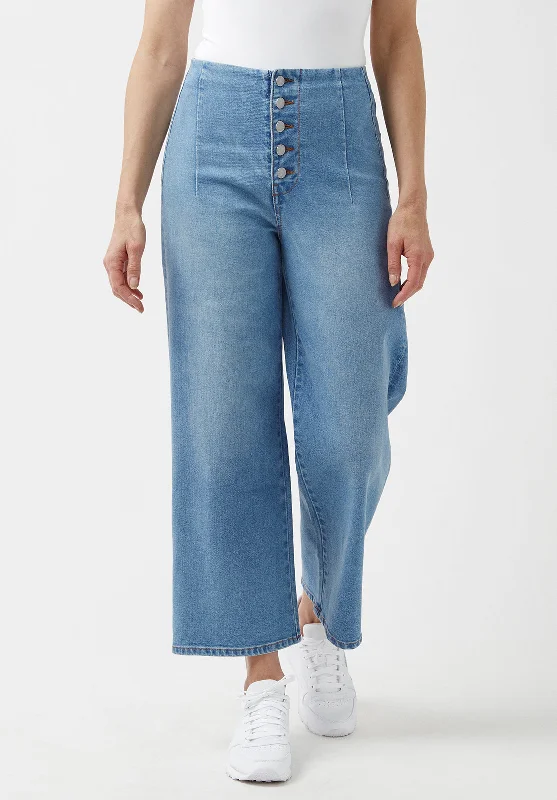 Timeless Outfits Adela High Rise Cropped Women's Jeans with Buttoned Fly - BL15874